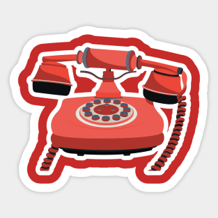 Old rotary dial telephone with handset lifted logo design illustration. Phone vector logo. Flat design style. Sticker